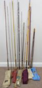 Split cane two piece trout fishing rod and six similar fibre glass rods (7) Condition