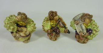 Three Beswick Comical Monkey Band comprising of Drums,