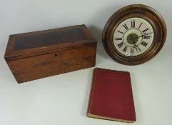 19th Century Mahogany and walnut work box and a 19th Century wall clock (2) Condition