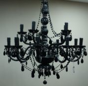 Large black two tier Chandelier, H72cm Condition Report <a href='//www.