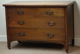 Early 20th century oak chest, two short, two long drawers, W122cm, H84cm,