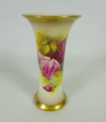 Royal Worcester spill vase with hand painted decoration, signed M. Hunt H15.