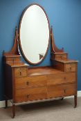 Edwardian mahogany drop centre dressing chest, two short and two long drawers,