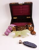 Victorian corromandel box containing lapis lazuli pendant,