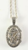 Marcasite filligree hinged locket stamped 925 Condition Report <a href='//www.