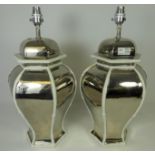 Pair of silver lustre ceramic table lamps (2) Condition Report <a href='//www.