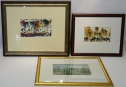 Urban Scenes, pair giclees after Sue Howells max 13cm x 24cm and Rural Scene,