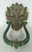 Cast brass lion head door knocker, L23cm Condition Report <a href='//www.
