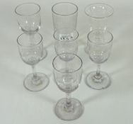 Set of three mid 19th Century wine glasses commemorating the Hartley Colliery Disaster 1862 and