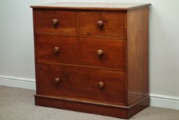 Victorian mahogany chest, two short and two long drawers, W108cm, H102cm,