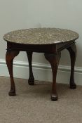 20th century circular occasional table tiled with two penny pieces and a wall hanging