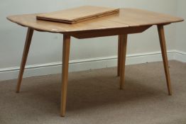 Ercol Windsor light elm rectangular dining table, with additional leaves,