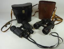 A pair of Ross 10 x 50 binoculars in leather case and another pair of 7 x 50 binoculars (2)