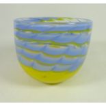 Lindshammar Swedish blue & yellow glass vase,