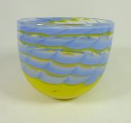 Lindshammar Swedish blue & yellow glass vase,