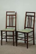 Pair Edwardian mahogany chairs with satinwood inlay ,