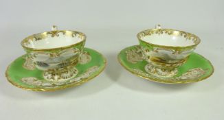 Pair of 19th Century Copeland & Garrett duos with varying hand painted scenes including lochs and