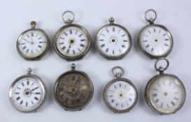 Eight late 19th century continental pocket watches mainly Swiss marks 935 WATCHES - as we are not a