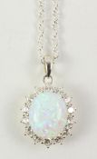 Opal dress pendant necklace stamped 925 Condition Report <a href='//www.