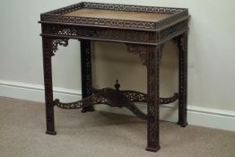 Early 20th century rectangular fret work centre table, 76cm x 53cm,