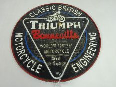 Cast metal sign 'Triumph Bonneville' D24.5cm Condition Report <a href='//www.
