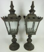 Pair Victorian style metal lanterns, H56cm Condition Report <a href='//www.