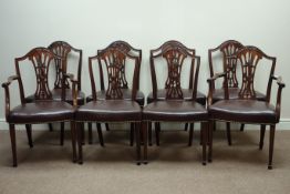 Set eight (6+2) 20th century mahogany Hepplewhite style dining chairs,