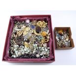 Alpaca brooches and costume jewellery in two boxes Condition Report <a