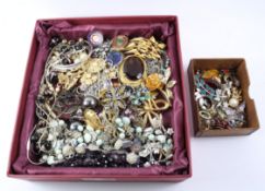 Alpaca brooches and costume jewellery in two boxes Condition Report <a