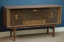 Mid 20th century vintage retro melamine sideboard, fall front compartment with cupboards, W137cm,