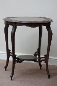 Early 20th century carved mahogany occasional table, shaped top, with undertier, D68cm,