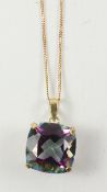 Mystic topaz pendant necklace stamped 375 Condition Report <a href='//www.