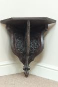 Early 20th century carved Gothic style oak corner wall bracket,
