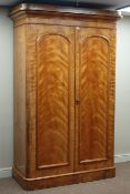 Victorian satinwood double wardrobe, interior fitted with linen slides and drawers,