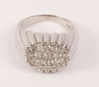 Gentleman's diamond bombe white gold ring stamped 18ct Condition Report <a