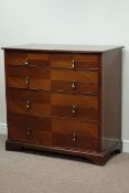 Edwardian mahogany chest fitted with two short and three long drawers, quarter veneer drawer fronts,