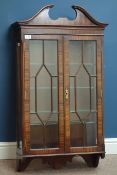 Reprodux mahogany Georgian style wall mounted display cabinet with glass shelves.