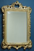 19th century gilt wood and gesso framed wall mirror, bevelled glass,