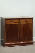 Early 20th century mahogany side cabinet, two drawers and double cupboard, W97cm, H86cm,