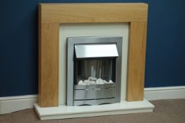 Light oak finish fireplace with electric fuel effect fire, W100cm,