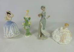Three Royal Doulton figures and a Lladro figure of a girl with goose (4) Condition Report