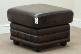 Thomas Lloyd square upholstered in brown leather footstool,