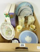 Two Border Fine Arts Bramley Hedge figures, Highland Stoneware plate and stand,