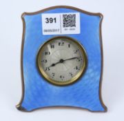 Early 20th century blue enamel free-standing travel clock 11cm high Condition Report