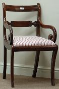 Regency mahogany sabre leg armchair with upholstered drop in seat Condition Report