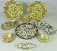 Pair of Royal Winton 'Ivory' bowls and dish, two sugar bowls,