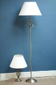 Satin pewter standard lamp and matching table lamp (This item is PAT tested - 5 day warranty from