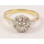 Brilliant cut diamond cluster ring tested to 18ct ring size S-T Condition Report