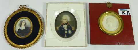 19th/ early 20th Century miniature portrait of a Naval Officer in ivory and mother of pearl frame,