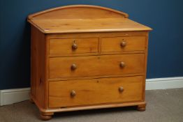 Victorian polished pine chest, two short and two long drawers, W102cm, H92cm,